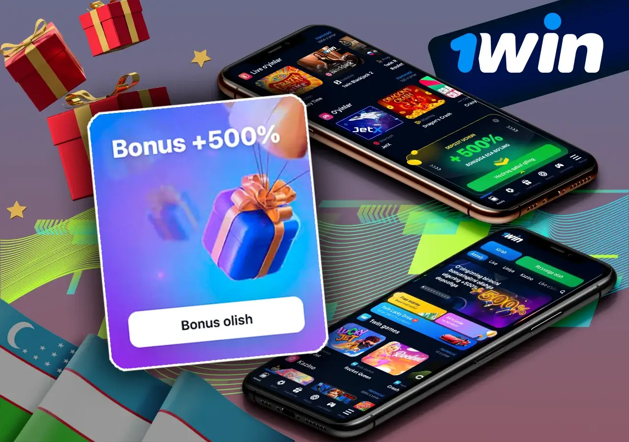 1Win bosh ekranli ikkita telefon, 500% xush kelibsiz bonus qopqog'i